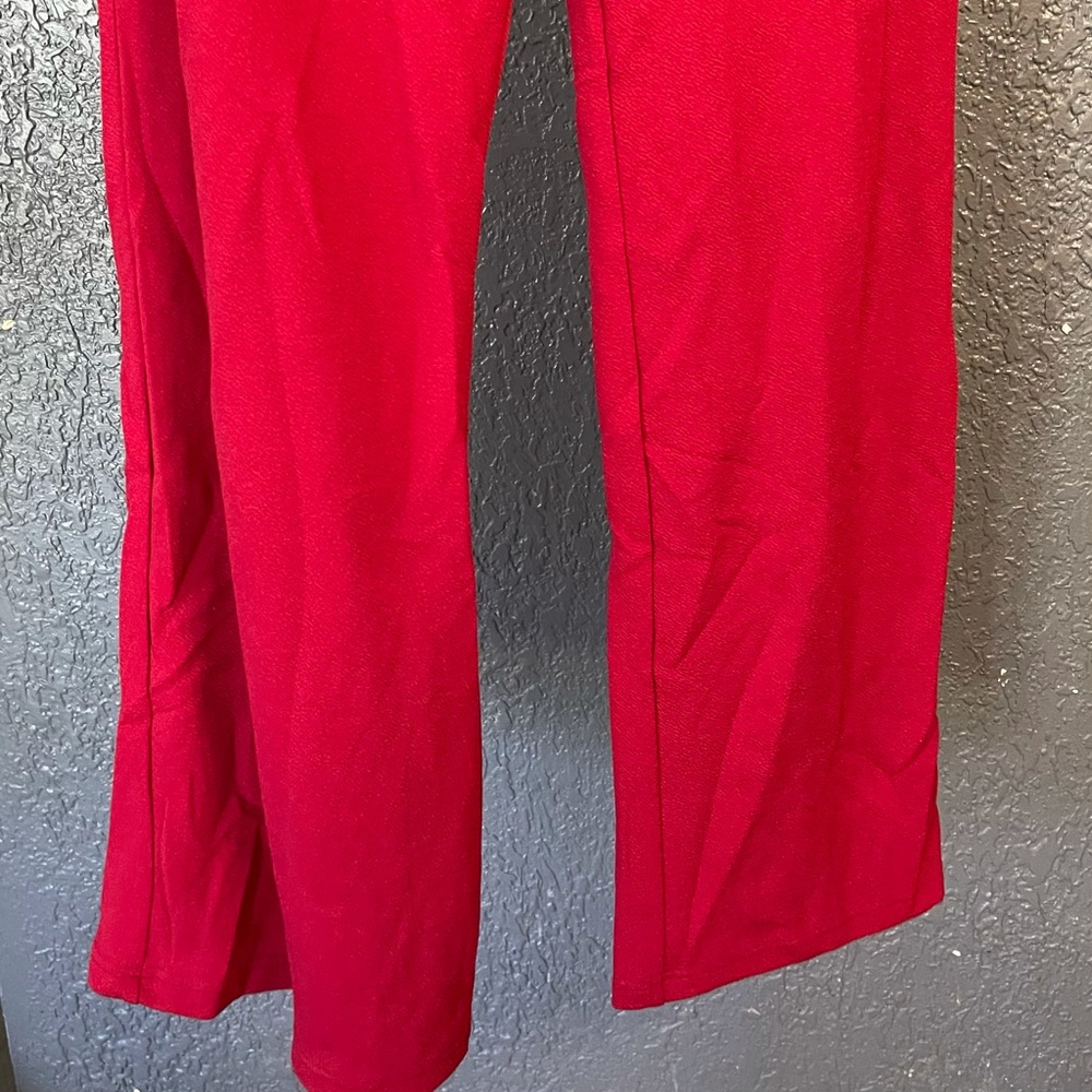 Bow Up Brick Red Smocked Strapless Wide-Leg Jumpsuit - Picture 5 of 9